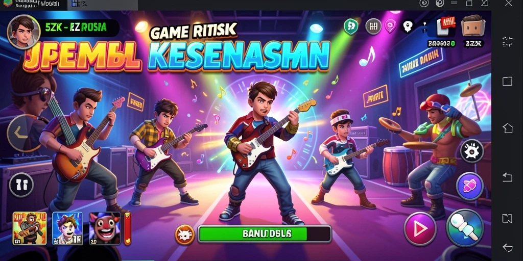 Tangkapan layar permainan 5ZK menunjukkan pemain beraksi dengan irama musik.