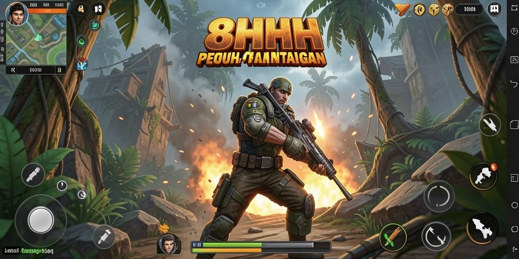 Gameplay mendebarkan di dalam dunia 8HHH yang penuh aksi.