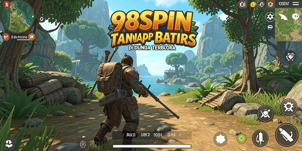 Screenshot gameplay 98SPIN yang menampilkan dunia terbuka yang luas.