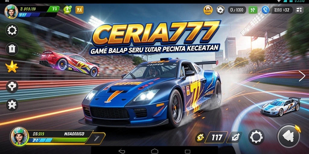 Tampilan gameplay CERIA777 yang penuh aksi balap menegangkan.