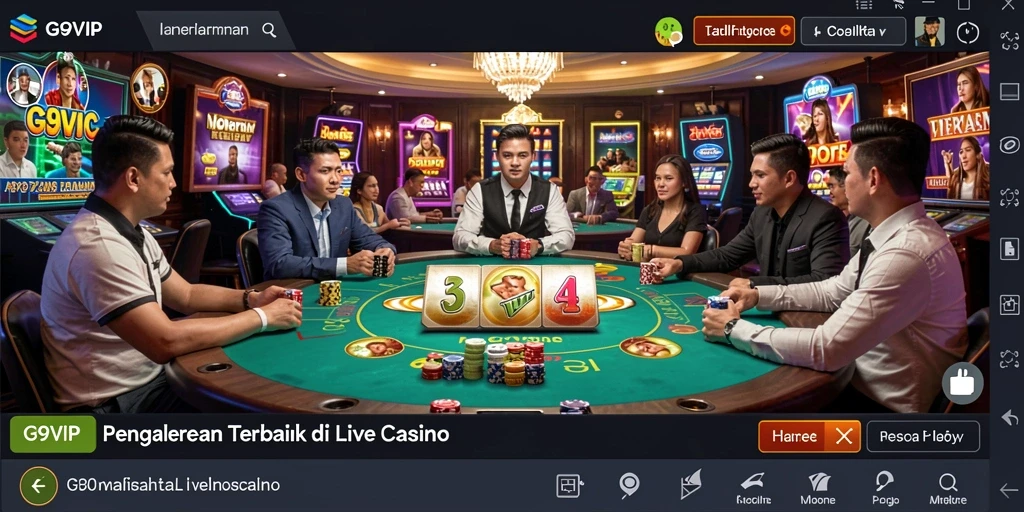 Gameplay G9VIP menunjukkan dealer langsung yang interaktif dan permainan yang menarik.