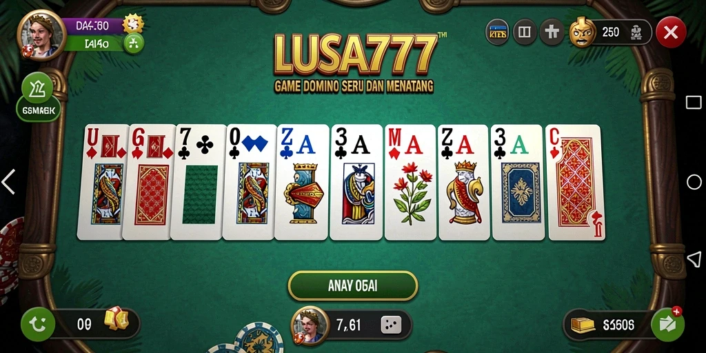 Screenshot utama LUSA777 menunjukkan gameplay Domino yang seru.