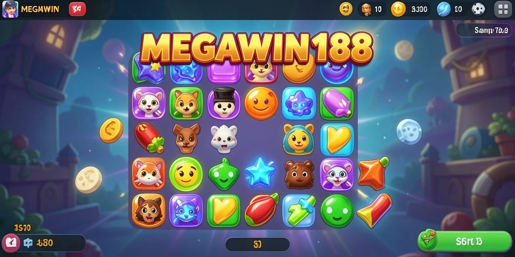 Screenshot gameplay seru dari MEGAWIN188 yang penuh warna.