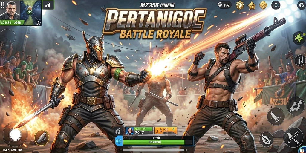 Tangkapan layar MZ356 menunjukkan aksi intens dalam Battle Royale.