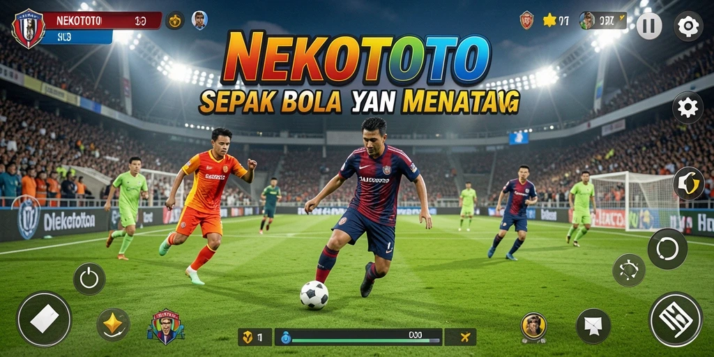 Tampilan gameplay NEKOTOTO dengan aksi sepak bola yang mendebarkan.