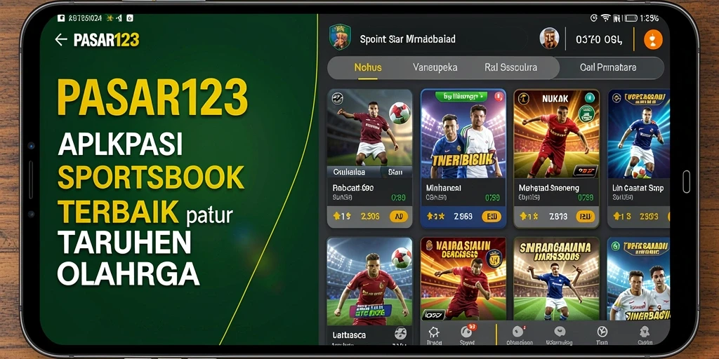 Screenshot menampilkan antarmuka PASAR123 dengan pilihan taruhan olahraga.