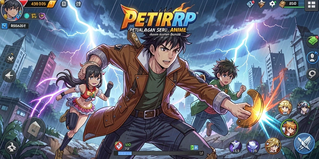 Gambaran menarik dari gameplay <strong>PETIRRP</strong> yang penuh aksi dan karakter anime.