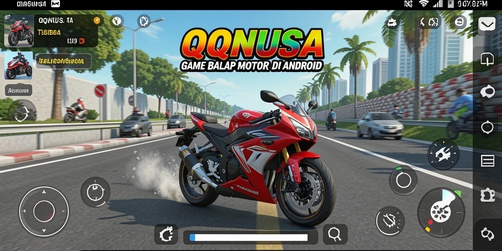 Tampilan gameplay seru di QQNUSA dengan kecepatan tinggi.