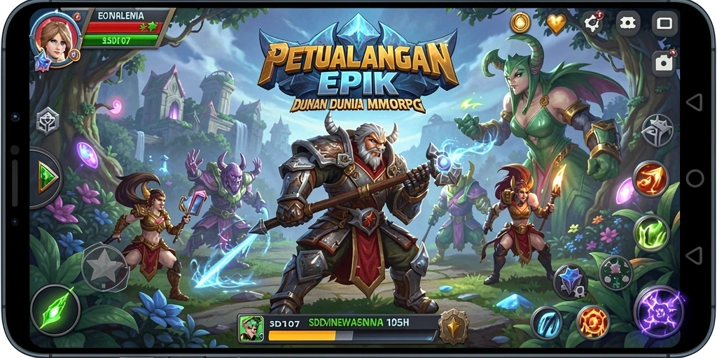 Screenshot gameplay <strong>SD107</strong> yang menunjukkan aksi pertempuran di dunia MMORPG.