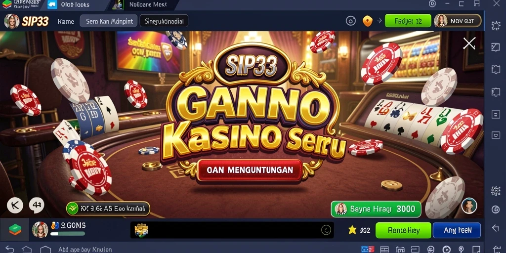 Screenshot Gameplay SIP33 menampilkan suasana Kasino yang menggembirakan.