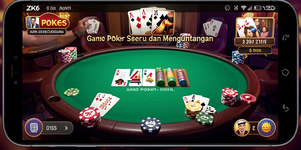 Screenshot menampilkan gameplay seru poker di ZK6.